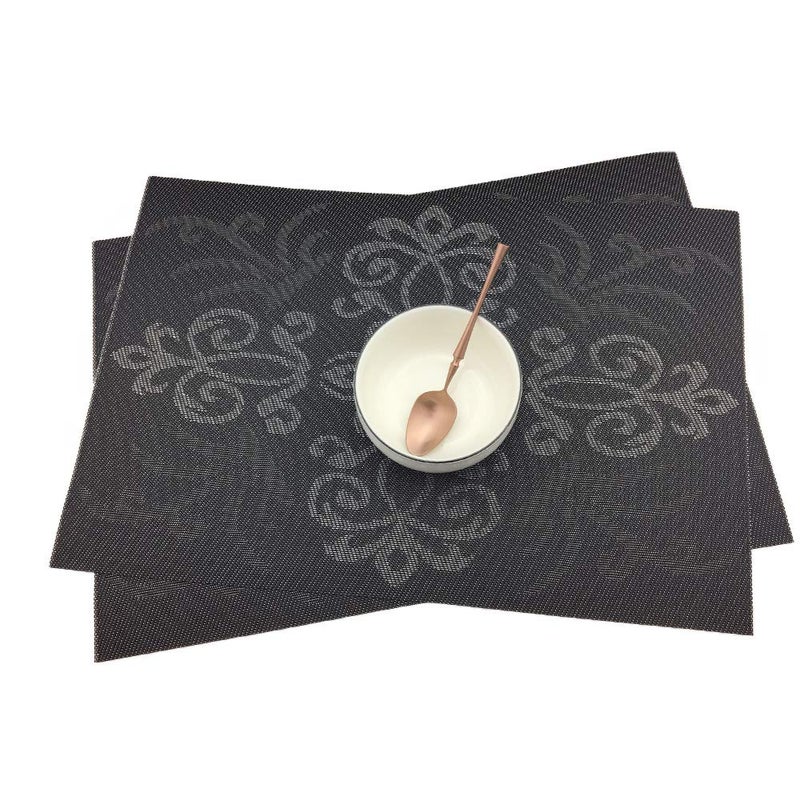 Gugrida Luxury Black Placemats Set of 6 Crossweave Woven Vinyl Placemat for Dining Table Heat Resistant Non-Slip Kitchen Table Mats Easy to Clean - Image 4
